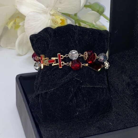 Gorgeous Red Crystal Double Strand Bracelet - Picture 7 of 12